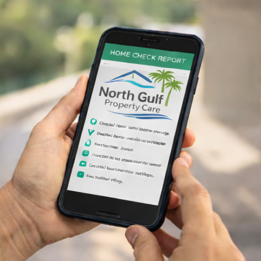 North Gulf Property Care mobile report shown on a phone screen